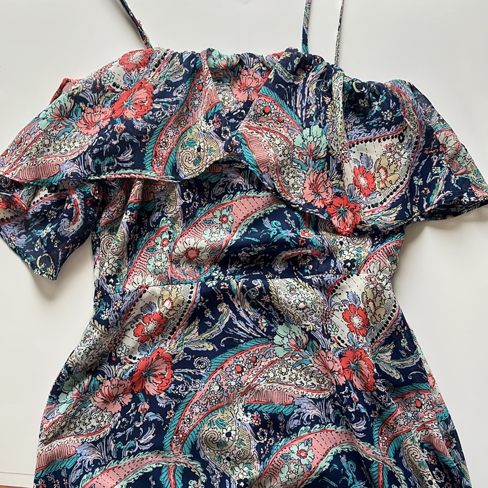 DESIGN LAB Lord & Taylor Navy Printed High Low dress NWT
